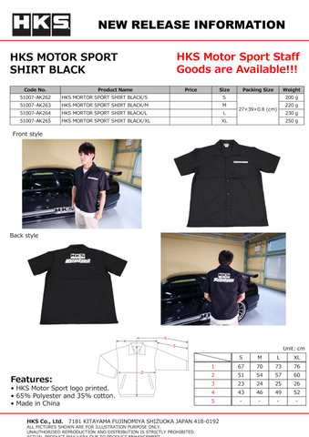 HKS MOTORSPORT BUTTON-UP SHIRT BLACK XL