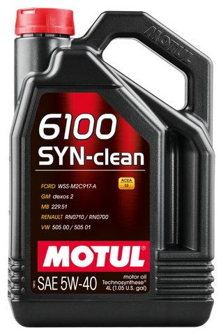 Motul 4x4L Engine Oil 6100 SYN-CLEAN 5W40 - VW 502.00/505.00 - MB 229.5