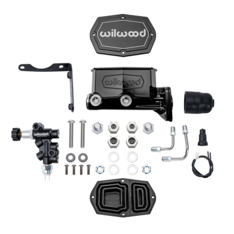 Wilwood Mopar Compact Tandem Master Cylinder Kit w/ Combination Valve 1in Bore - Black