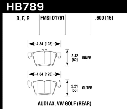 Hawk 15-20 Audi A3 / 19-20 Volkswagen Jetta HP+ Street Rear Brake Pads
