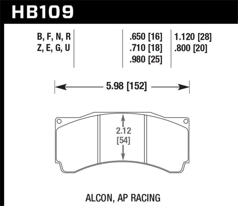 Hawk Performance Alcon/AP Racing ER-1 Motorsport Brake Pads