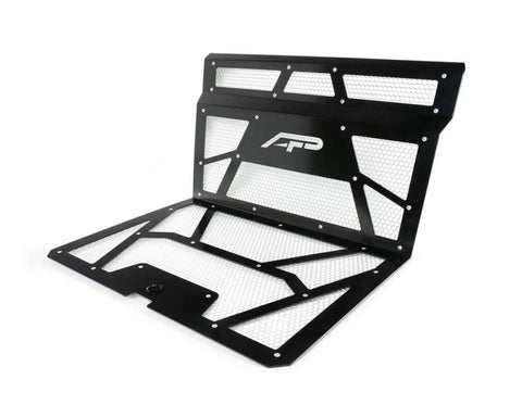 Agency Power 14-18 Polaris RZR XP 1000 / XP Turbo Vented Engine Cover - Gloss Black/Raw Mesh