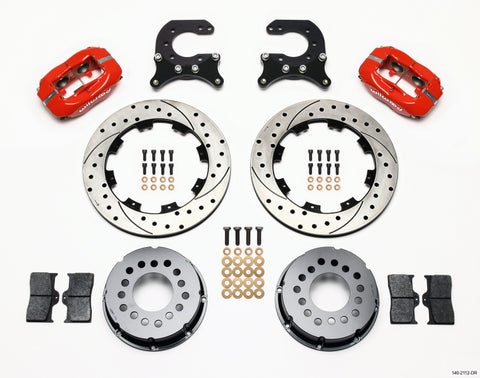 Wilwood Forged Dynalite P/S Rear Kit Drilled Red Chev 12 Bolt w C-Clips