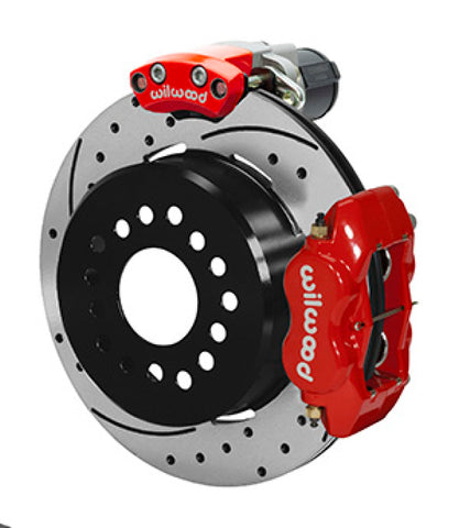 Wilwood Forged Dynalite Rear Electronic Parking Brake Kit - Red Powder Coat Caliper - SRP D/S Rotor