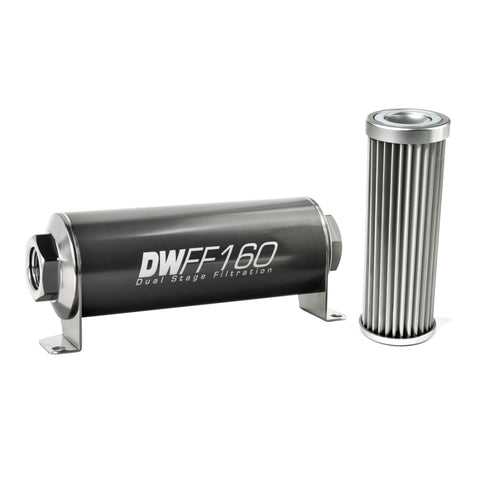 DeatschWerks Stainless Steel 5 Micron Universal Inline Fuel Filter Housing Kit (160mm)