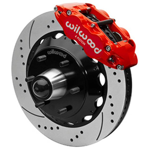 Wilwood 63-87 C10 FNSL6R Front Big Brake Brake Kit 14in drill/slot 6x5.5 BP for drop spindles - Red