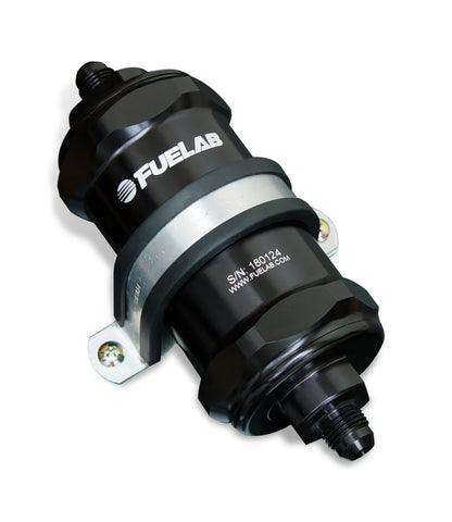 Fuelab 818 In-Line Fuel Filter Standard -6AN In/Out 100 Micron Stainless - Black