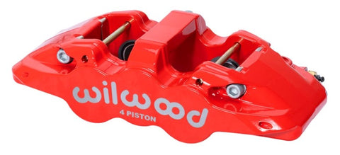 Wilwood Caliper - Aero4-DS Forged Four-Piston Caliper Black 1.12in Piston 1.10in Rotor - Red