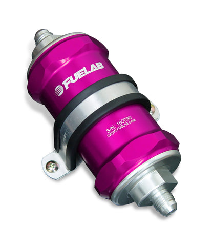 Fuelab 818 In-Line Fuel Filter Standard -10AN In/Out 40 Micron Stainless - Purple